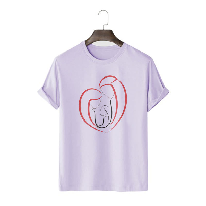 christiandiscipleshop Minimalist Style Sacred Family Heartline Art Short Sleeve Washed T-shirt