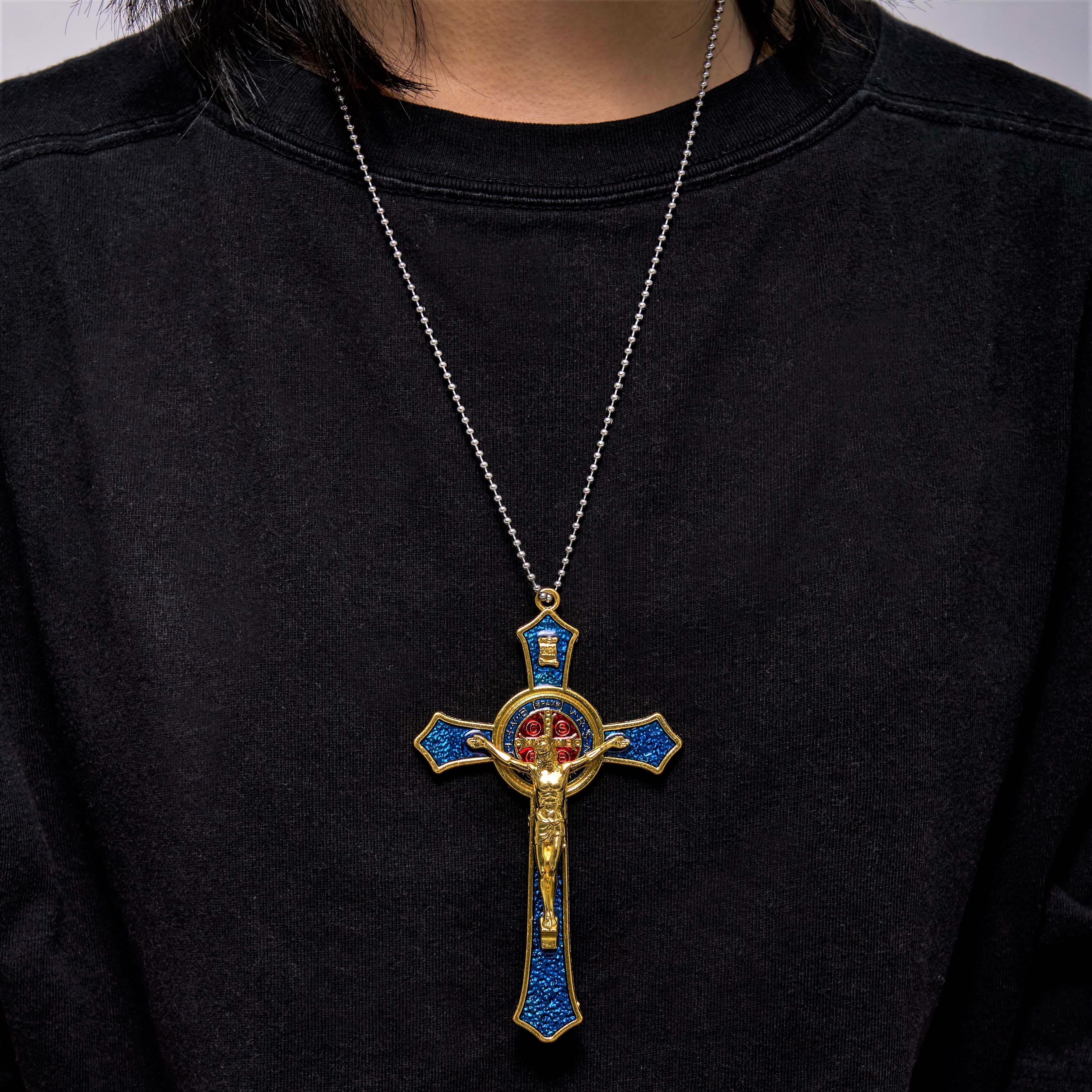 Christiandiscipleshop Classic Style Red/Blue Crafted Crucifix Big Size Pendant Necklace(5 color)