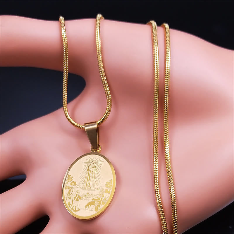 Christiandiscipleshop Classic Style Our Lady of Fatima Pendant Crafted Blessing Necklace