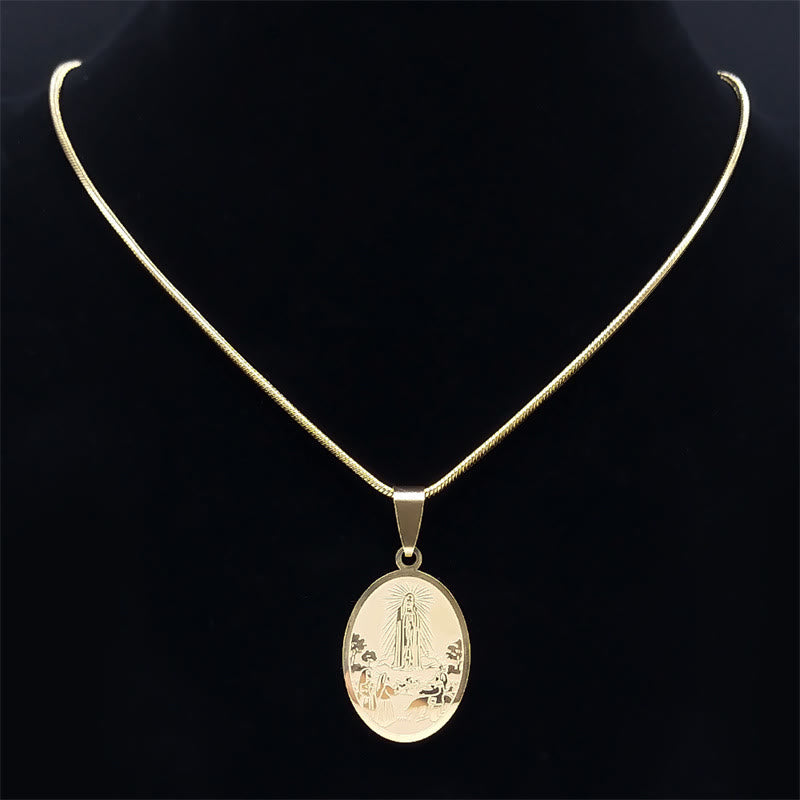 Christiandiscipleshop Classic Style Our Lady of Fatima Pendant Crafted Blessing Necklace