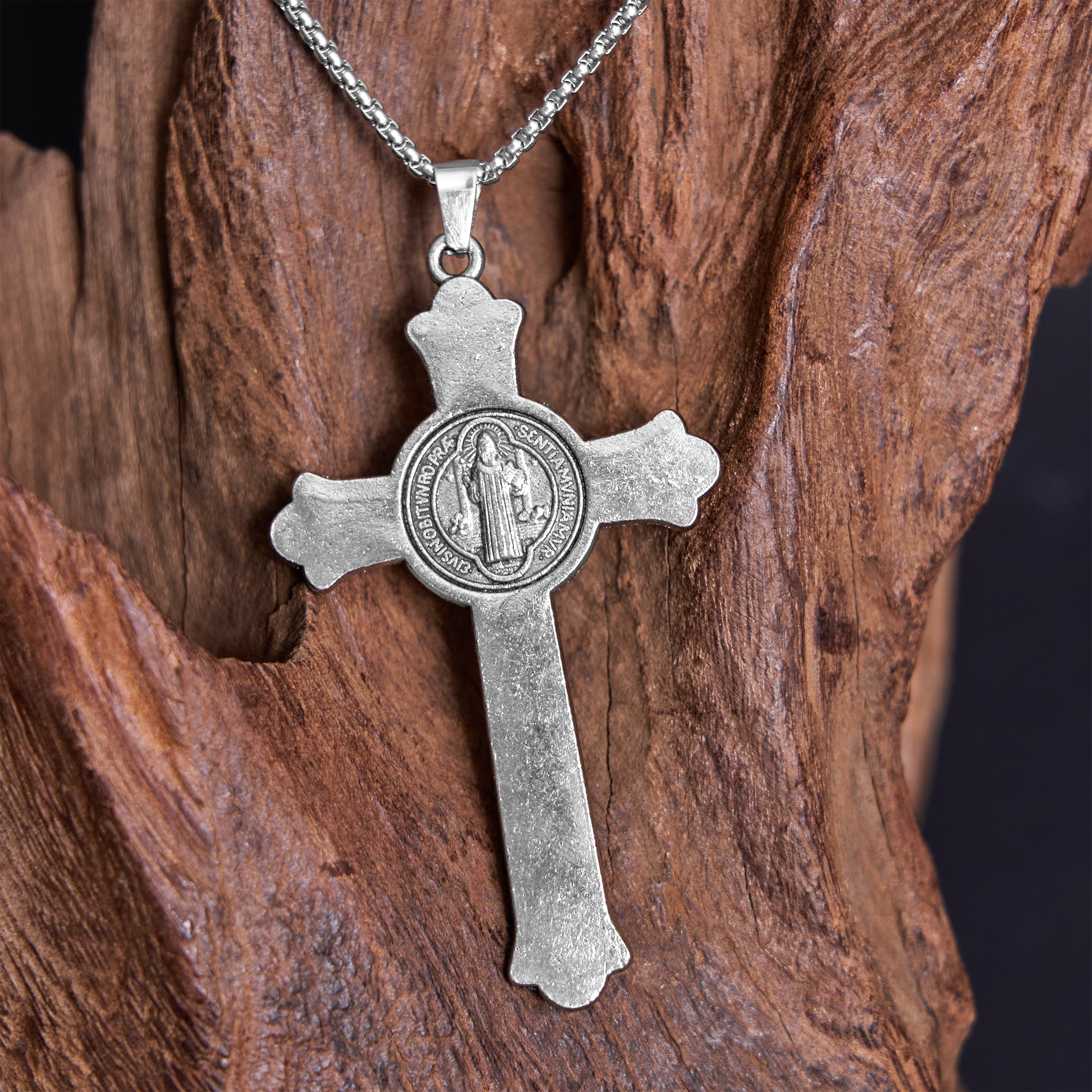 Christiandiscipleshop Classic Style St. Benedict Icon Jesus Crucifix Alloy Pendant Necklace