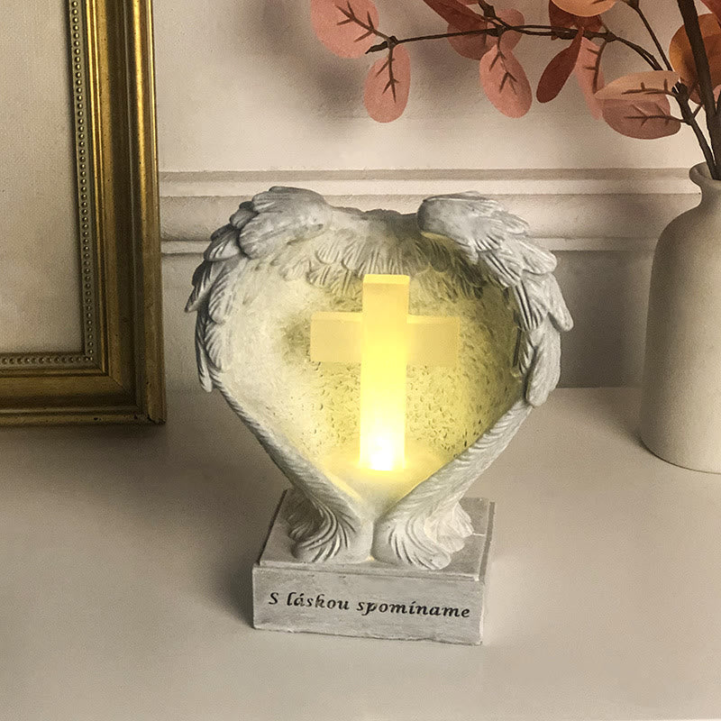 christiandiscipleshop Minimalist Style Resin White Angel Wings Lamp Desktop Decorations Ornament