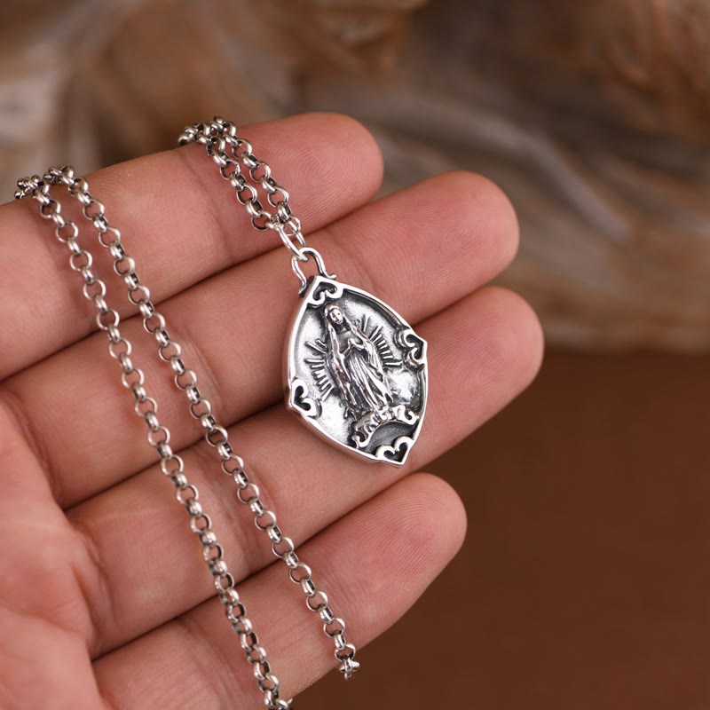 Christiandiscipleshop Retro Style Crafted Our Lady of Guadalupe Sterling Silver Pendant Necklace