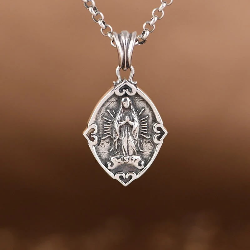Christiandiscipleshop Retro Style Crafted Our Lady of Guadalupe Sterling Silver Pendant Necklace