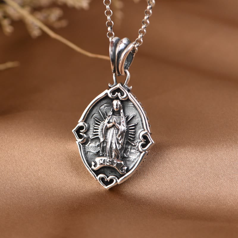 Christiandiscipleshop Retro Style Crafted Our Lady of Guadalupe Sterling Silver Pendant Necklace