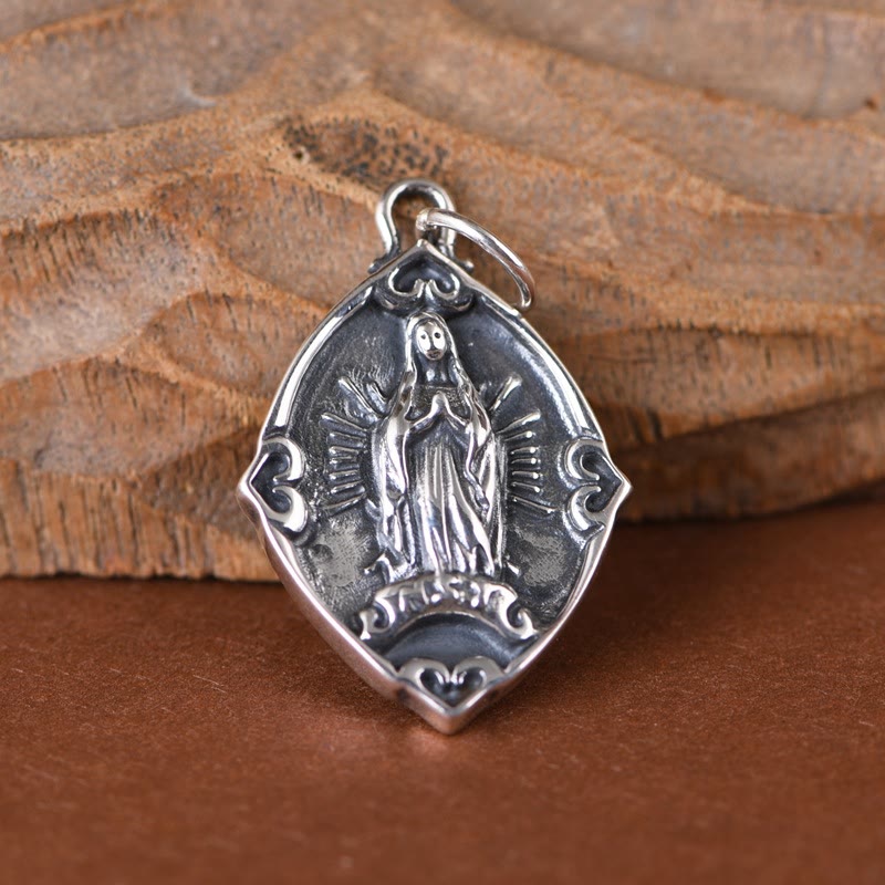 Christiandiscipleshop Retro Style Crafted Our Lady of Guadalupe Sterling Silver Pendant Necklace