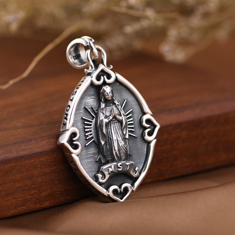 Christiandiscipleshop Retro Style Crafted Our Lady of Guadalupe Sterling Silver Pendant Necklace