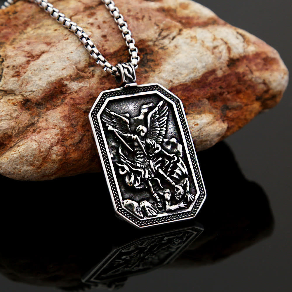 Christiandiscipleshop Classic Style St. Michael the Archangel Protection Stainless Steel Pendant Necklace