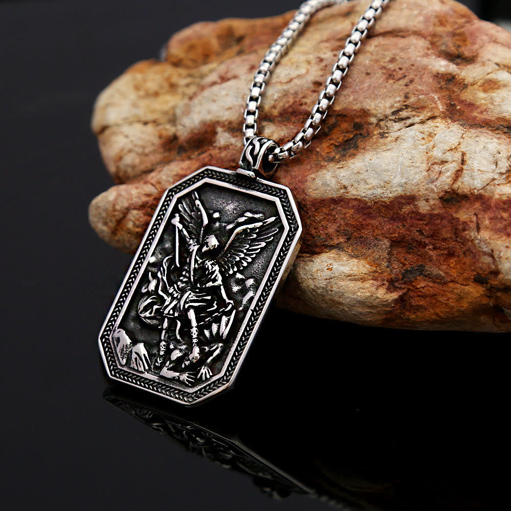 Christiandiscipleshop Classic Style St. Michael the Archangel Protection Stainless Steel Pendant Necklace