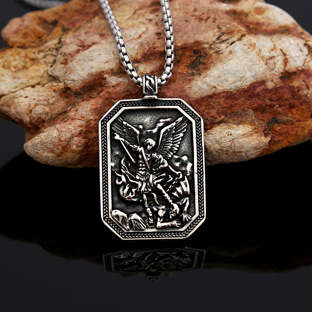 Christiandiscipleshop Classic Style St. Michael the Archangel Protection Stainless Steel Pendant Necklace