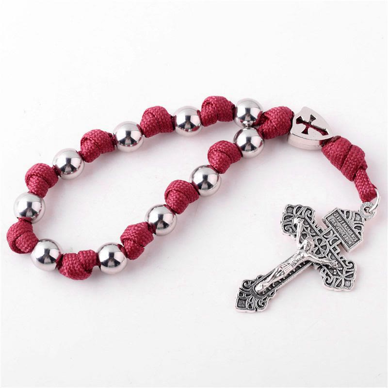Christianartworkshop 4 Colors Paracord Handcrafted Pocket Rosary/Car Protection Hanging Pendant