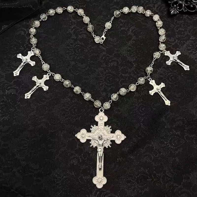 Christiandiscipleshop Gothic Style Mysterious Crucifix Pendant Clavicle Chain Necklace