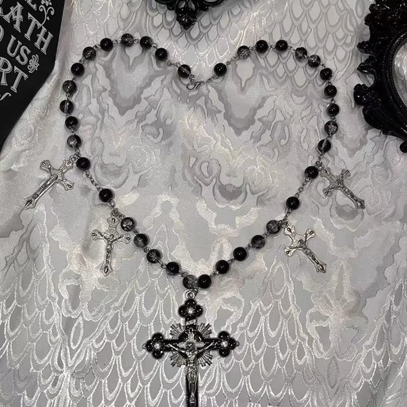 Christiandiscipleshop Gothic Style Mysterious Crucifix Pendant Clavicle Chain Necklace