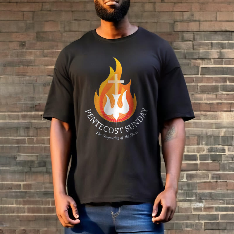 Christiandiscipleshop Classic Style Pentecost Sunday Outpouring of the Spirit Short Sleeve Washed T-shirt