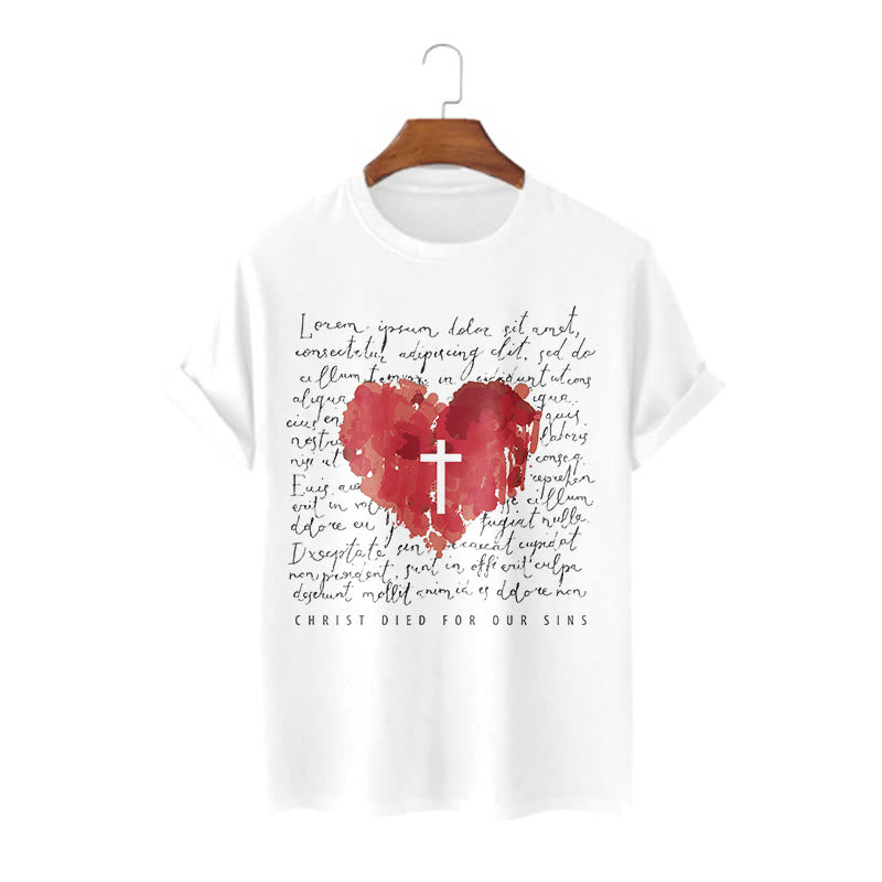Christiandiscipleshop Fresh Style Cross and Heart Short Sleeve Washed T-shirt