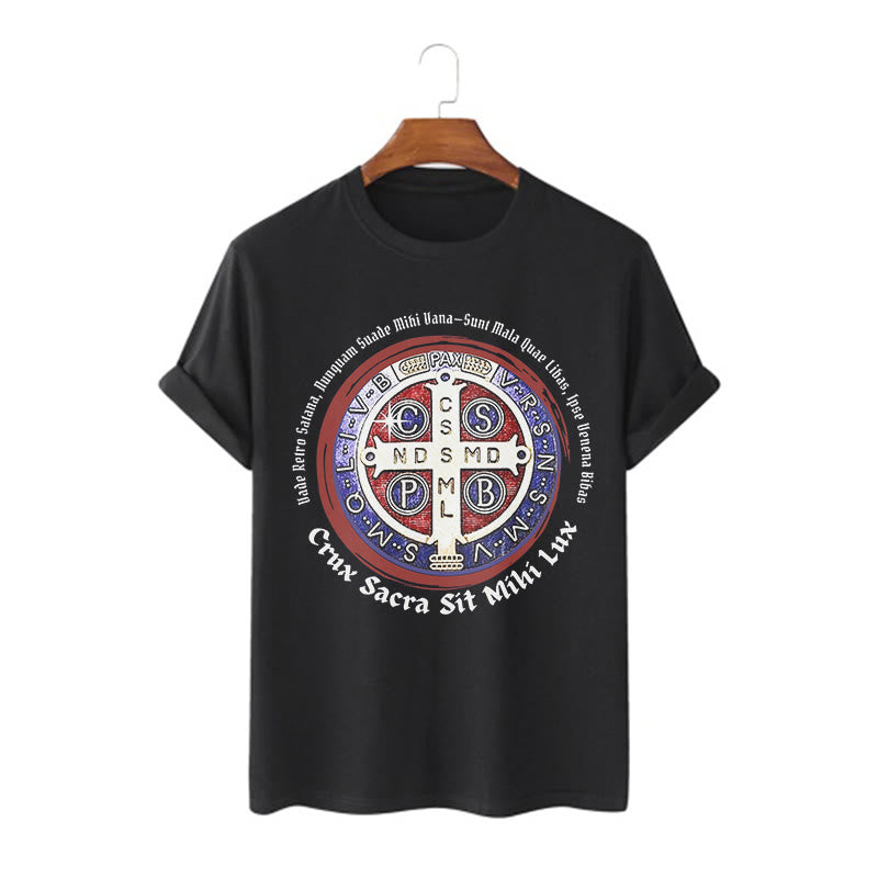 Christiandiscipleshop Classic Style Saint Benedict Medal Short Sleeve Washed T-shirt