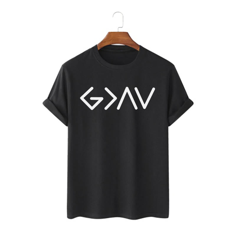 christiandiscipleshop Minimalist Style Faith-Inspired God Is Greater Short Sleeve Washed T-shirt