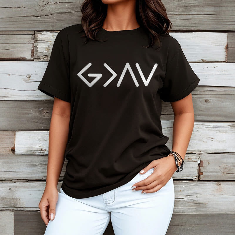 christiandiscipleshop Minimalist Style Faith-Inspired God Is Greater Short Sleeve Washed T-shirt