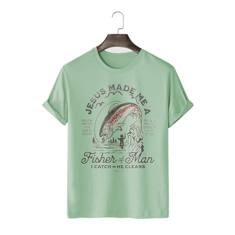 Christiandiscipleshop Quotaion Style Jesus Made Me A Fisher Of Man Short Sleeve Washed T-shirt