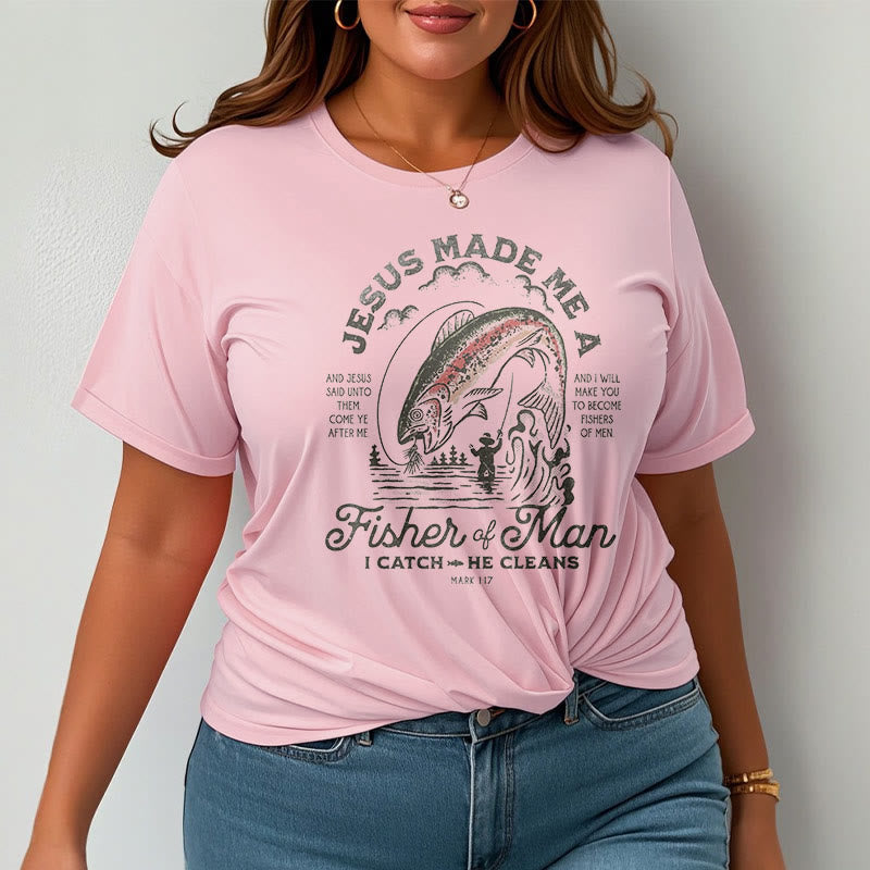 Christiandiscipleshop Quotaion Style Jesus Made Me A Fisher Of Man Short Sleeve Washed T-shirt