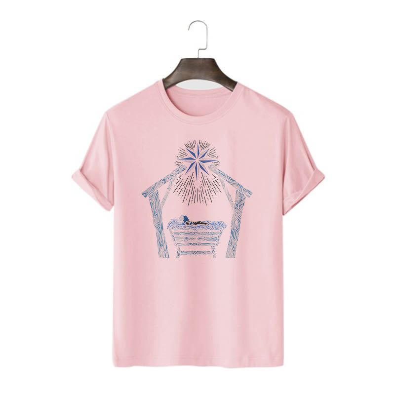 Christiandiscipleshop Classic Style Nativity Scene Manger And Star Short Sleeve Washed T-shirt