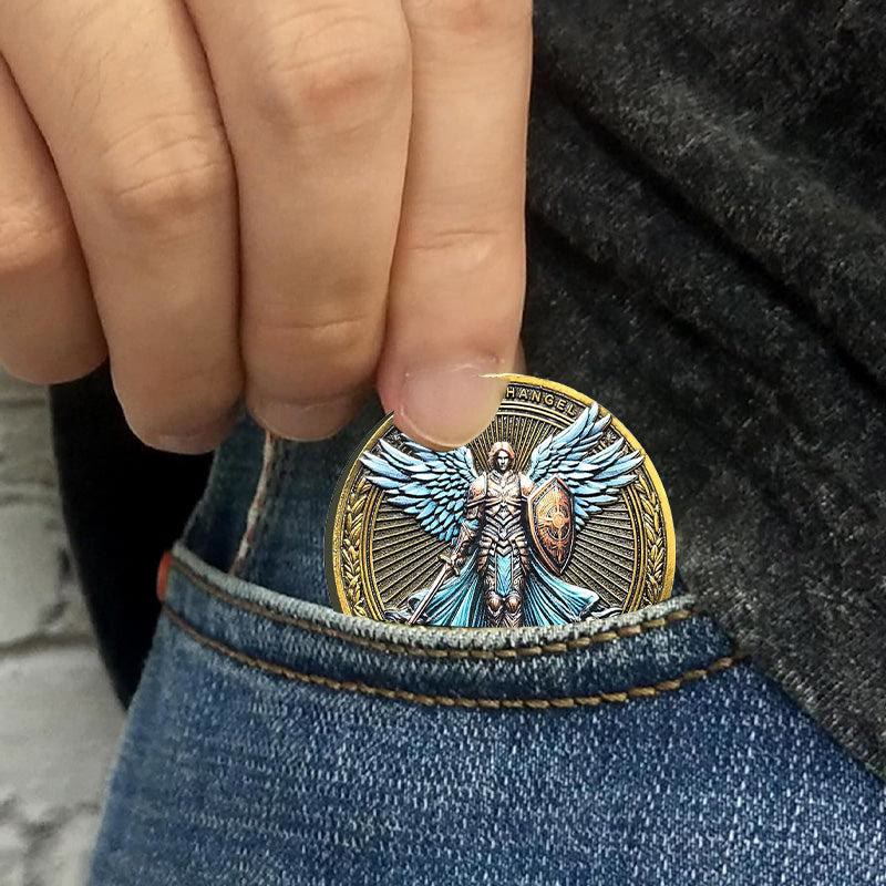 Christiandiscipleshop Classic Style the Archangel Michael Watch Over Us Protection Strengthen Connection Coin