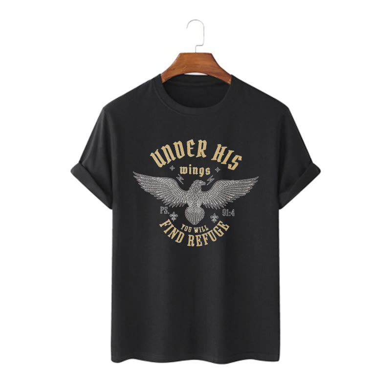 Christiandiscipleshop Modern Style Under His Wings You Will Find Refuge Short Sleeve Washed T-shirt