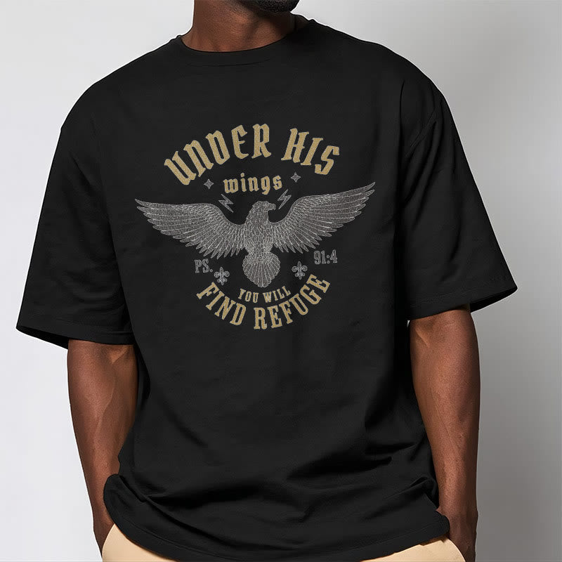 Christiandiscipleshop Modern Style Under His Wings You Will Find Refuge Short Sleeve Washed T-shirt
