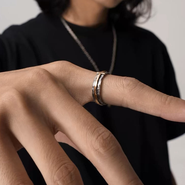 Christiandiscipleshop Retro Minimalist Style Two-Tone Cross Blessing Ring