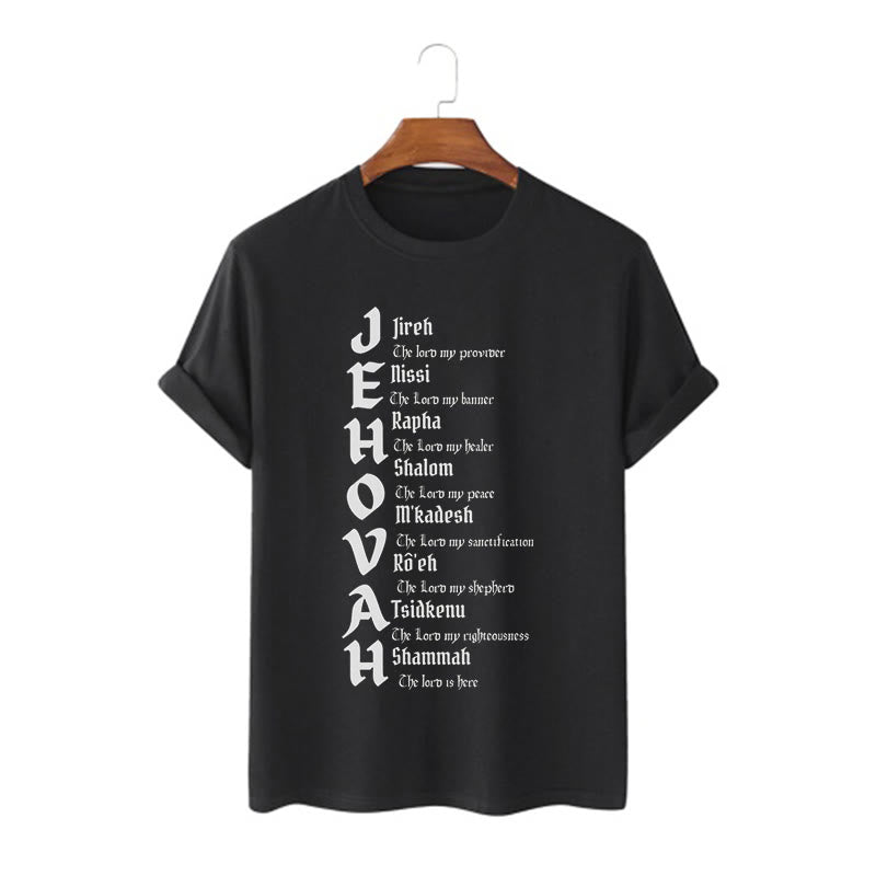 christiandiscipleshop Minimalist Style Names Of Jehovah Short Sleeve Washed T-shirt
