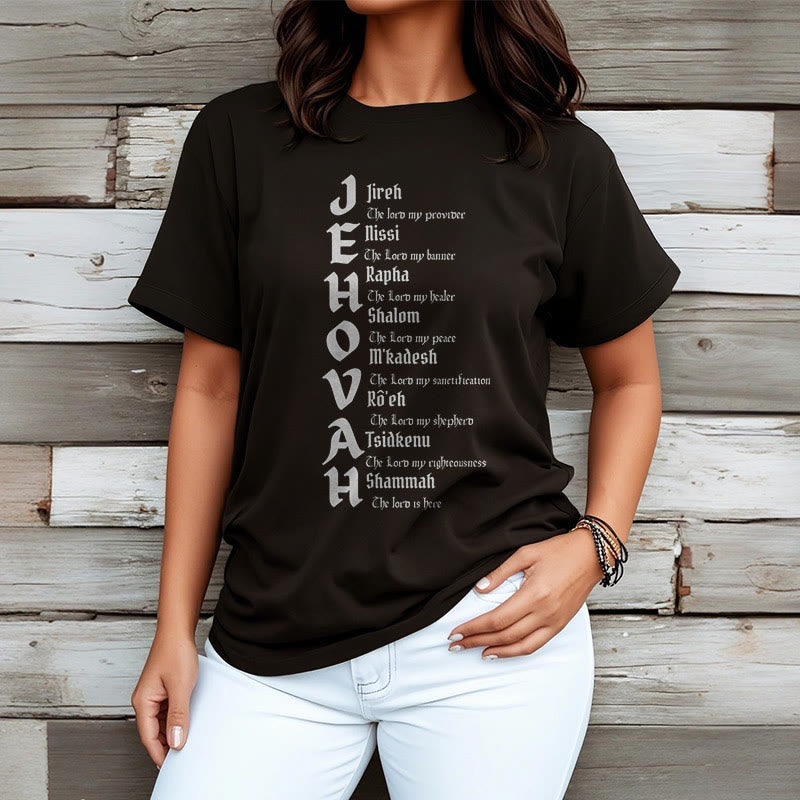 christiandiscipleshop Minimalist Style Names Of Jehovah Short Sleeve Washed T-shirt
