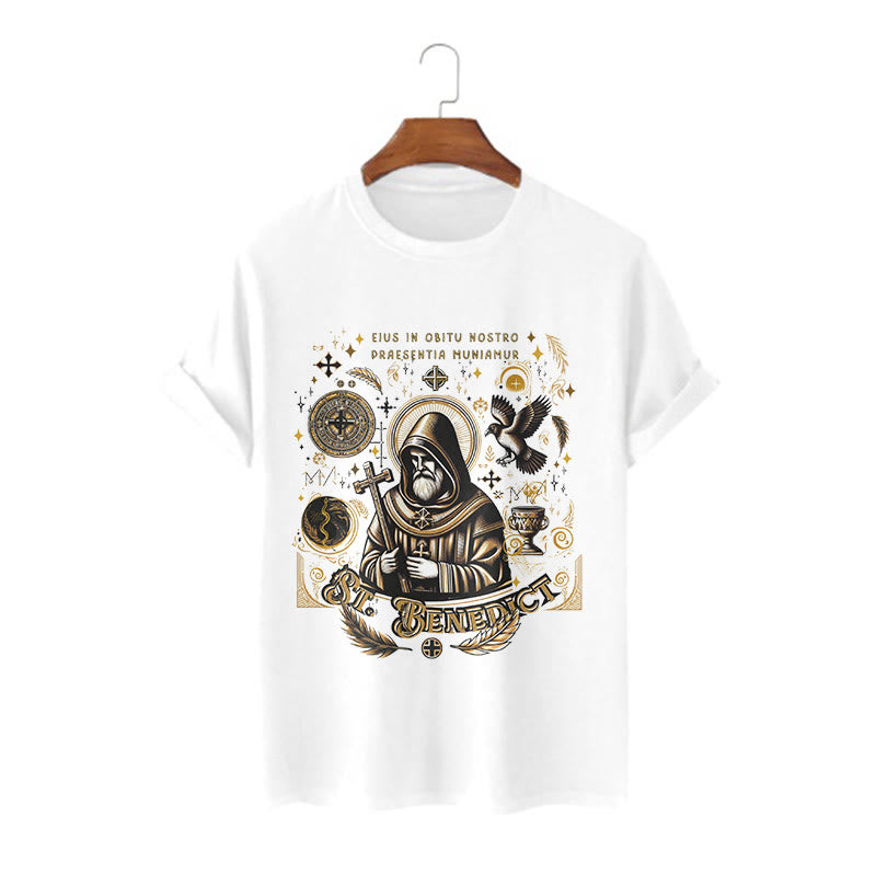 Christiandiscipleshop Classic Style St. Benedict Blessing Graphic Short Sleeve Washed T-shirt