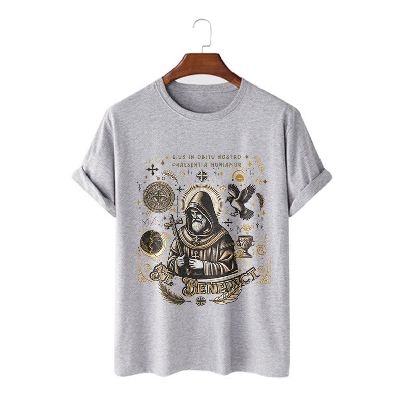 Christiandiscipleshop Classic Style St. Benedict Blessing Graphic Short Sleeve Washed T-shirt