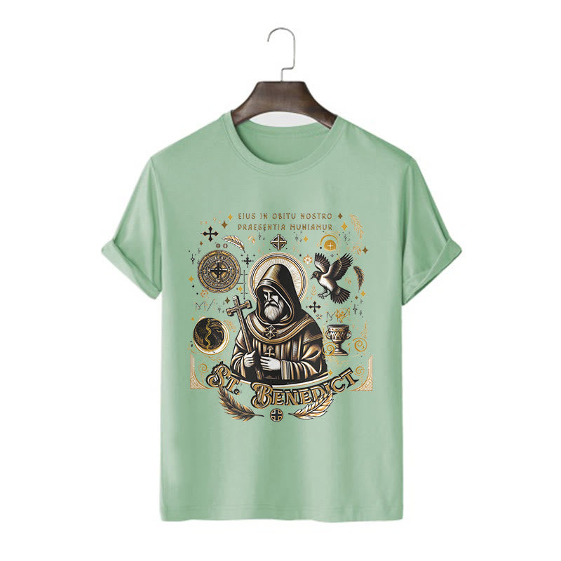 Christiandiscipleshop Classic Style St. Benedict Blessing Graphic Short Sleeve Washed T-shirt