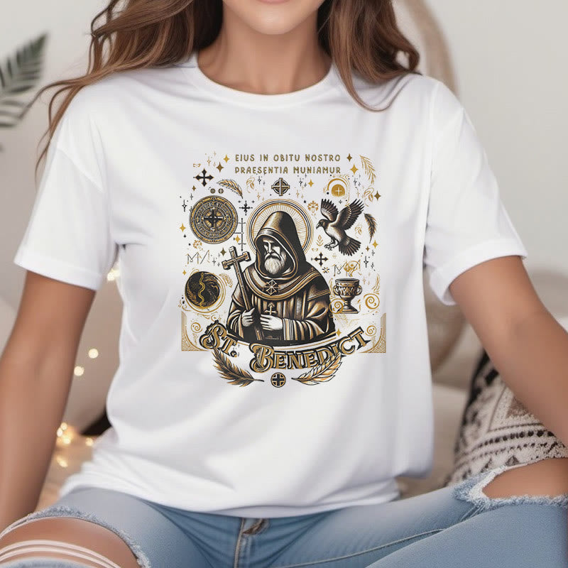 Christiandiscipleshop Classic Style St. Benedict Blessing Graphic Short Sleeve Washed T-shirt