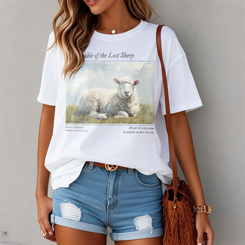 Christiandiscipleshop Realistic Style Parable of the Lost Sheep Short Sleeve Washed T-shirt