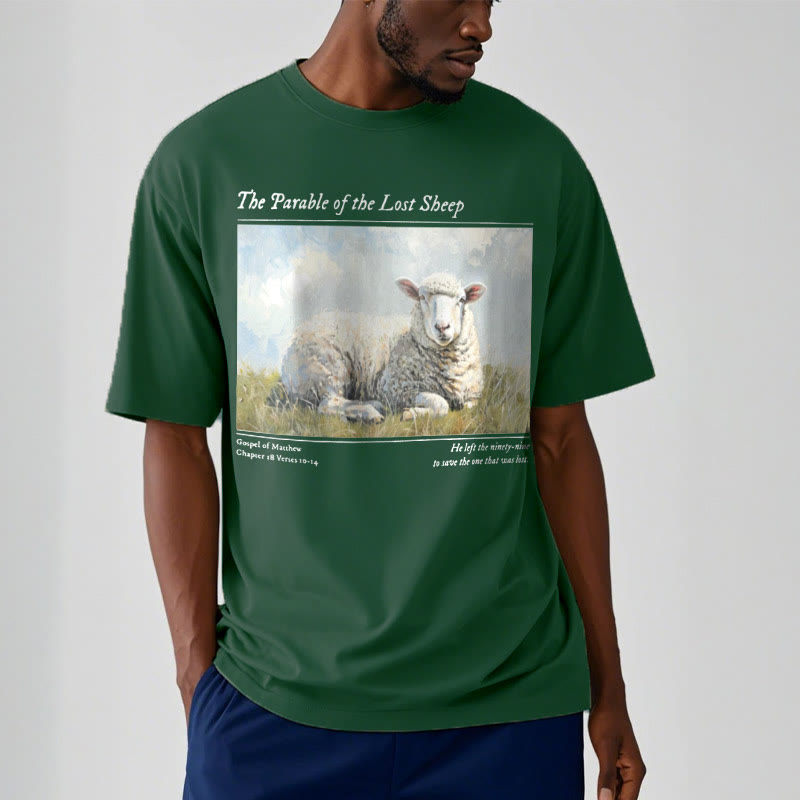 Christiandiscipleshop Realistic Style Parable of the Lost Sheep Short Sleeve Washed T-shirt