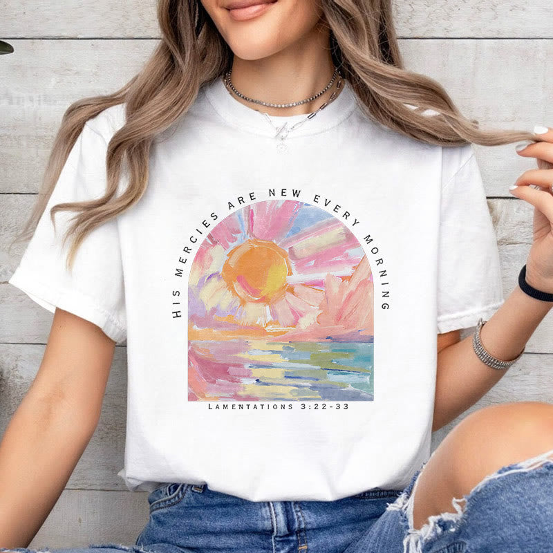 Christiandiscipleshop Colored Style His Mercies Are New Every Morning Short Sleeve Washed T-shirt