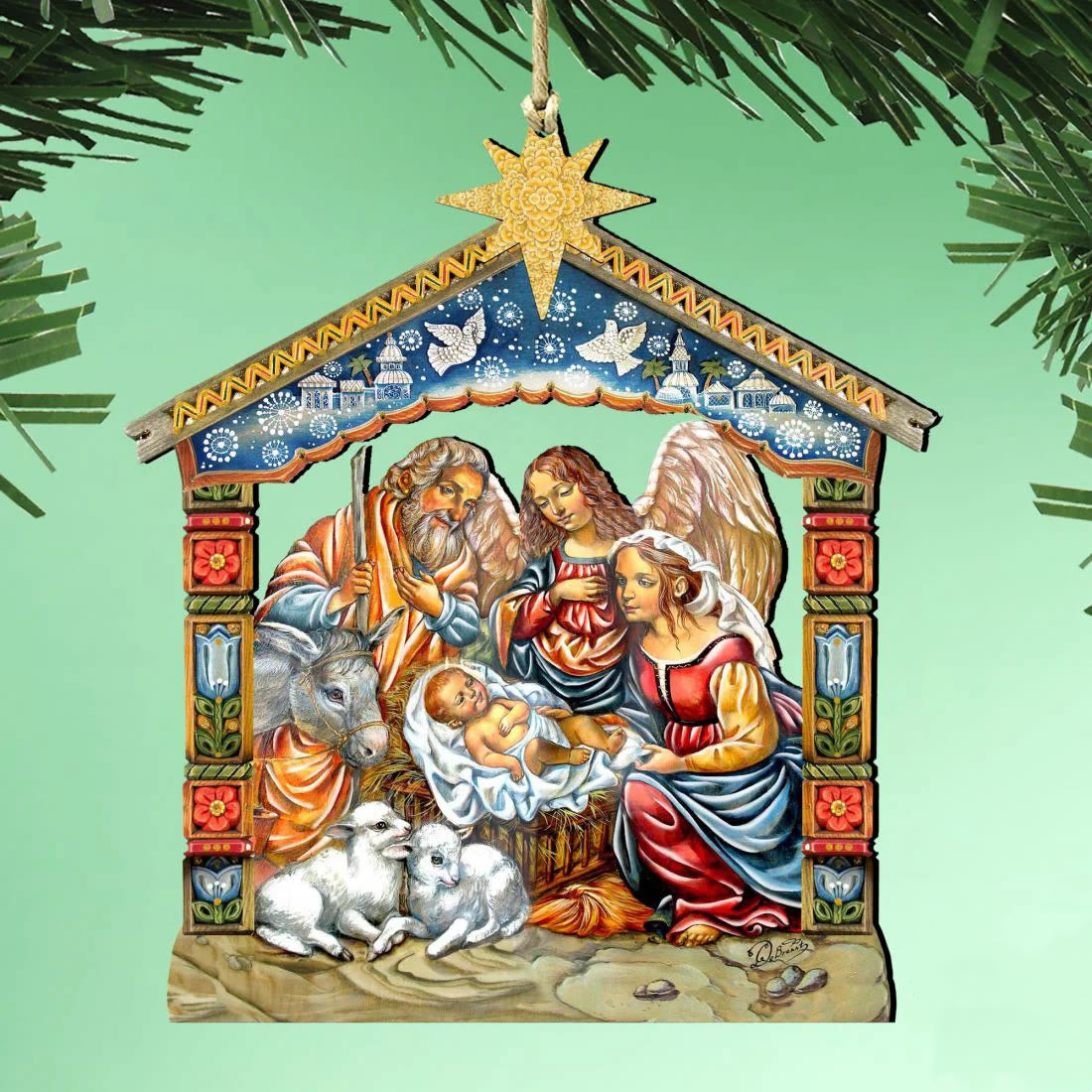 Christiandiscipleshop Colored Style Nativity Scene Star Topper Christmas Nativity Hanging Ornaments