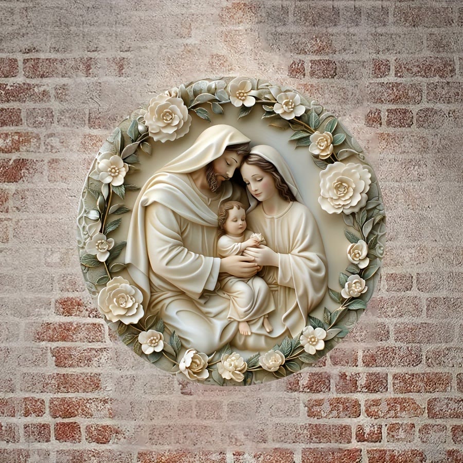 Christiandiscipleshop Realistic Style Stereo Nativity Scene Floral Wreath Christmas Nativity Hanging Ornaments