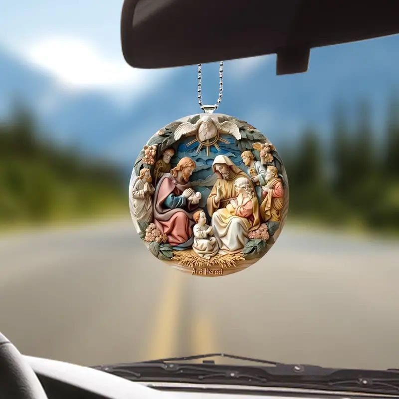 Christianartworkshop Classic Colored Style Nativity Scene Acrylic Christmas Nativity Hanging Ornaments