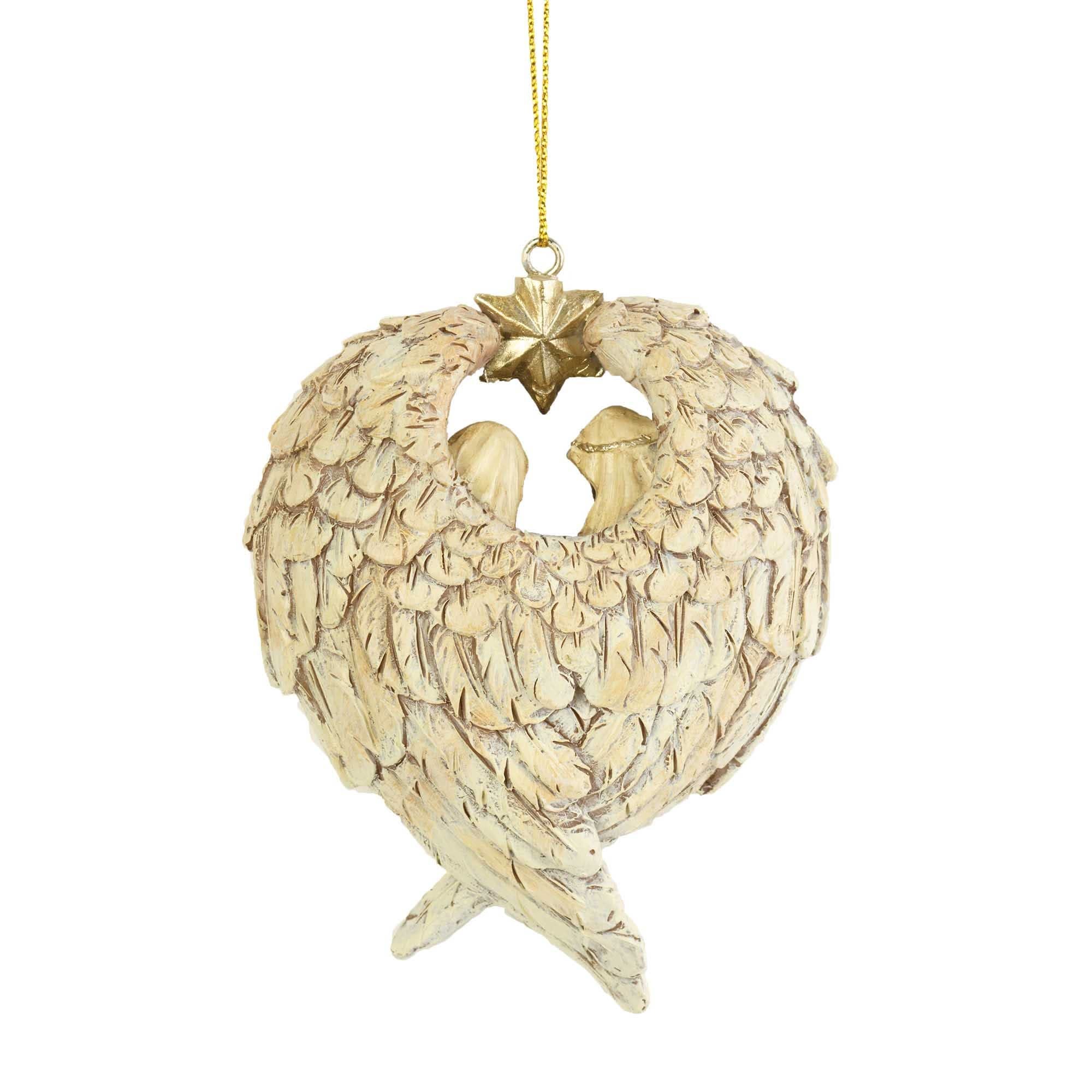 Christiandiscipleshop Classic Style Nativity Scene Angels Wings Star Christmas Nativity Hanging Ornaments