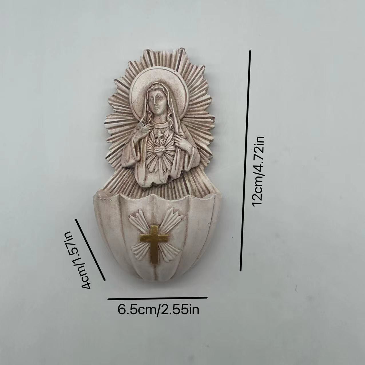 Christiandiscipleshop Retro Sculptural Style Immaculate Heart of Mary Resin Storage Box