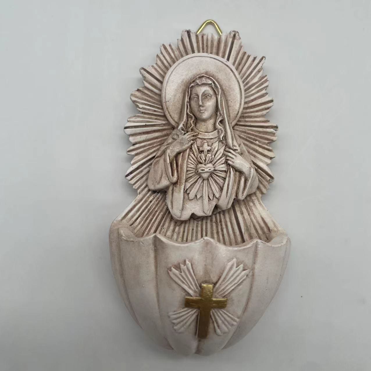 Christiandiscipleshop Retro Sculptural Style Immaculate Heart of Mary Resin Storage Box
