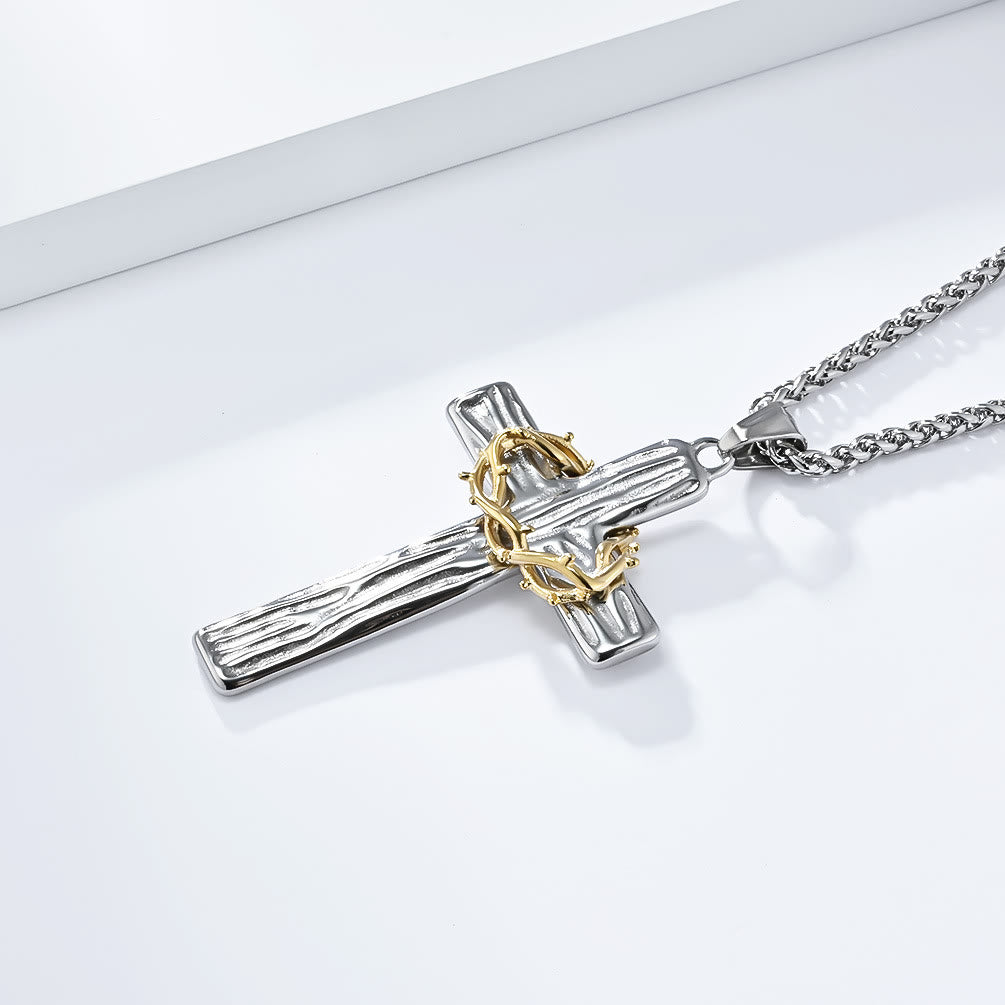 christiandiscipleshop Modern Style Jesus Crown Of Thorns Cross Sacred Protection Pendant Necklace