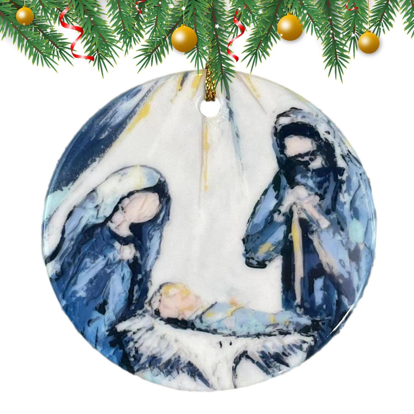 Christiandiscipleshop Colored Style Nativity Scene Sketch Acrylic Christmas Nativity Hanging Ornaments