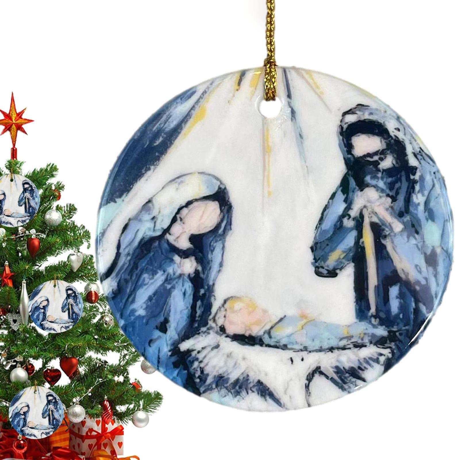 Christiandiscipleshop Colored Style Nativity Scene Sketch Acrylic Christmas Nativity Hanging Ornaments