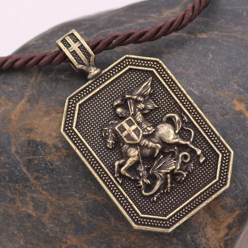 Christiandiscipleshop Classic Style Saint George and the Dragon Pendant Protection Prayer Necklace