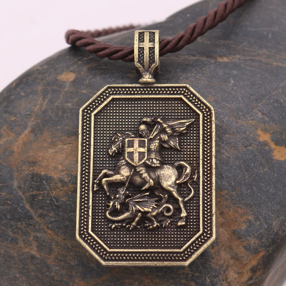 Christiandiscipleshop Classic Style Saint George and the Dragon Pendant Protection Prayer Necklace