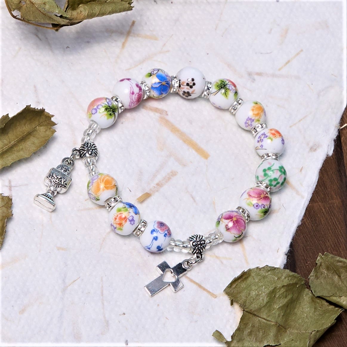 Christiandiscipleshop Colorful Style Ceramics Beads Holy Gail One Decade Bracelet